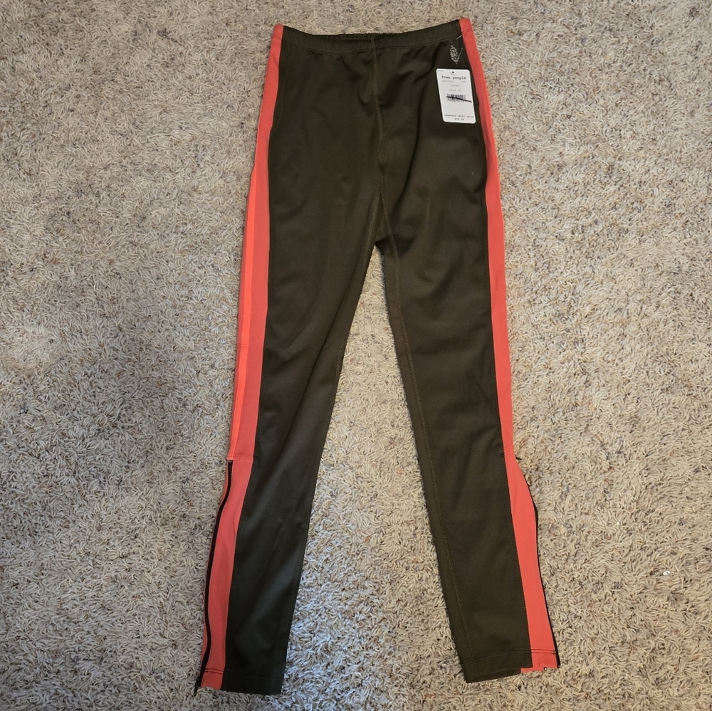 Free People Dales Leggings Orange And Green Stripe NWT